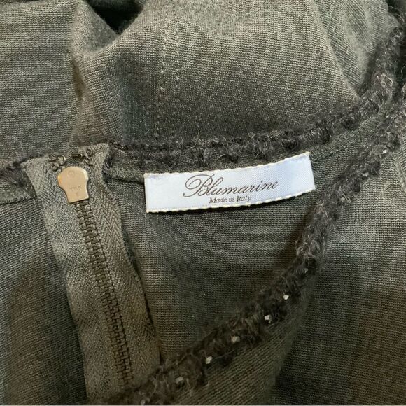 Blumarine Y2K Gray Bodycon Crochet Bead Trim Dress 40 Italy Runway Wool Stretch - Picture 9 of 12